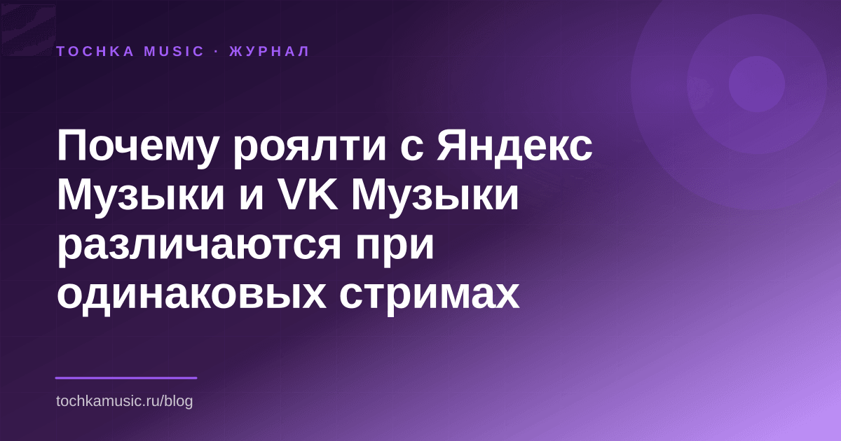 Обложка статьи «Почему роялти с Яндекс Музыки и VK Музыки различаются при одинаковых стримах»